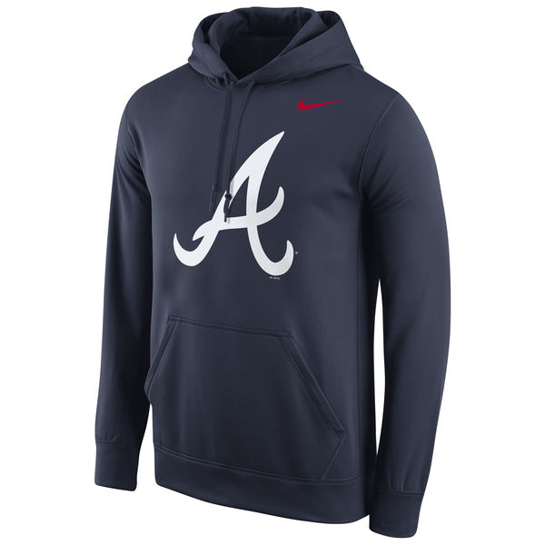 Men Atlanta Braves Nike Logo Performance Pullover Hoodie Navy->atlanta braves->MLB Jersey